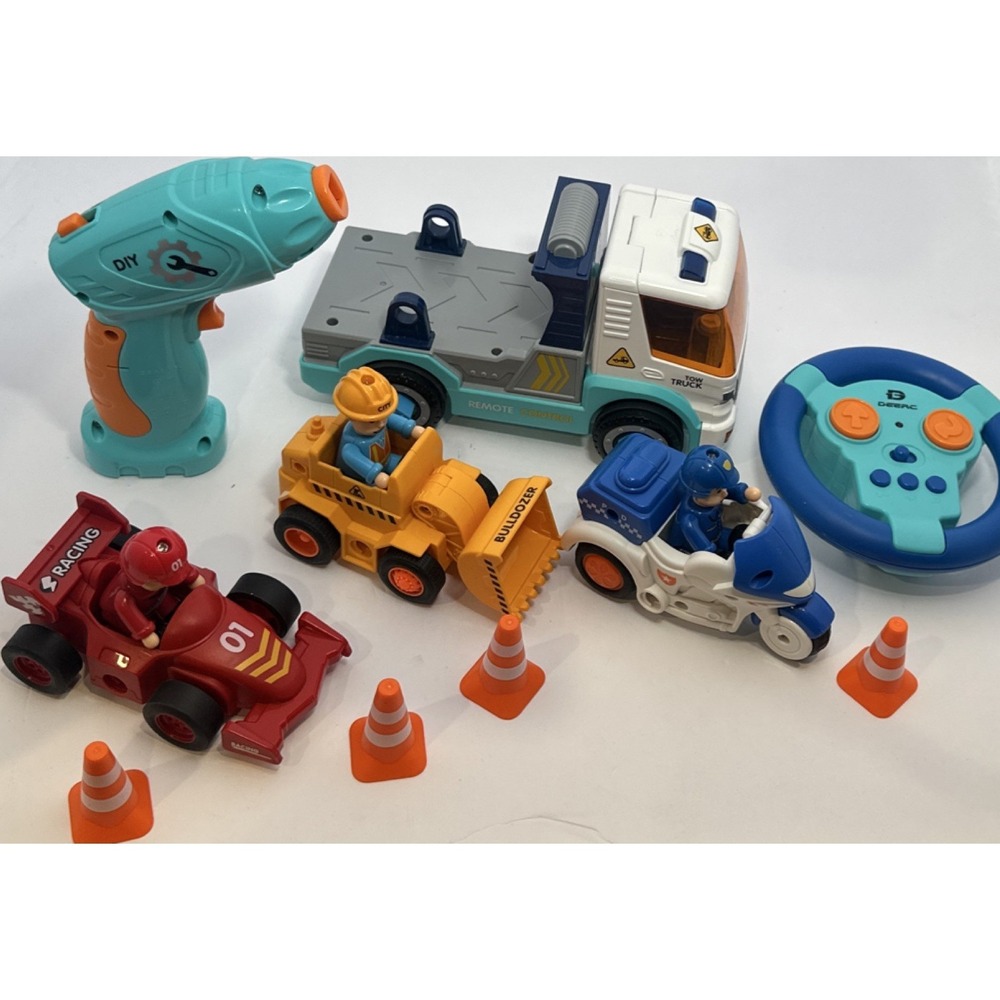 DEERC City Construction & Racing Toy Vehicle Set with Remote Control